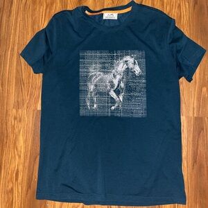 Hermes - Navy Horse Graphic Men's T-Shirt